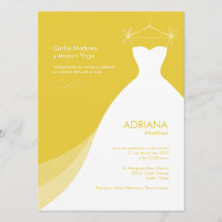 Invitation Quinceañera Vestido Amarillo Invitaciones