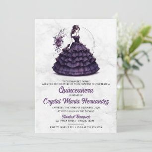 Invitation Quinceañera violet