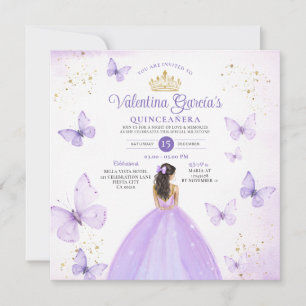Invitation Quinceañera violet 15 Anos Butterfly Gold Parties 