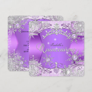 Invitation Quinceanera Violet Hiver Pays Merveilleux Flocons