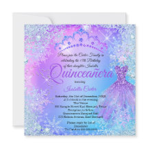 Quinceanera violet rose bleu hiver WonderLand