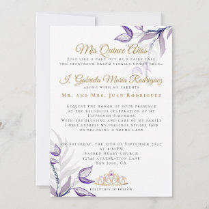 Invitation Quinceañera Violette Mes Quince Ans Feuillage Vio