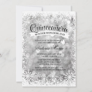 Invitation Quinceanera Winter Wonderland Argent étincelle