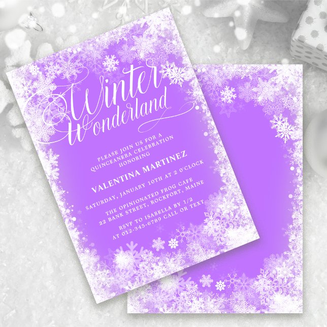 Invitation Quinceanera Winter Wonderland Snowflake (Créateur téléchargé)