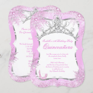 Invitation Quinceanera Winter Wonderland Talons Argent Rose 2