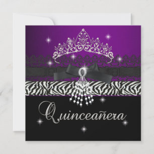 Invitation Quinceanera Zèbre Fête d'anniversaire 15 ans Viole