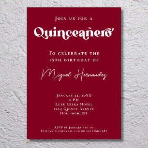 Invitation Quinceañero Elegant Bourgogne Téméraire Typographi