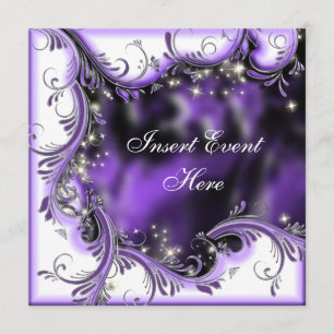 Invitation quincénanera noire violette fête du 16 sucré