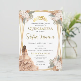 Invitation Quincenera en espagnol Boho
