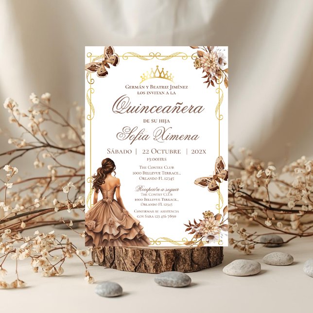 Invitation Quincenera en espagnol Boho (Créateur téléchargé)