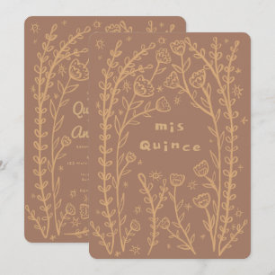 Invitation Quineañera 15e Anniversaire Whimsical Floral Vines