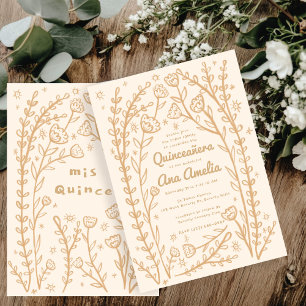 Invitation Quineañera 15e Anniversaire Whimsical Floral Vines