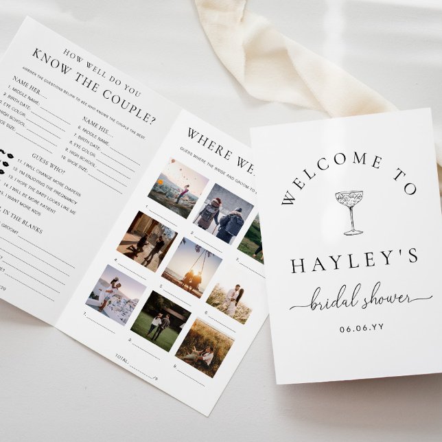Invitation Quinn Script Bridal Shower Game and Menu Booklet (Créateur téléchargé)