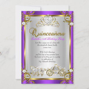 Invitation Quinze Ans Anniversaire de Fée Violet Or