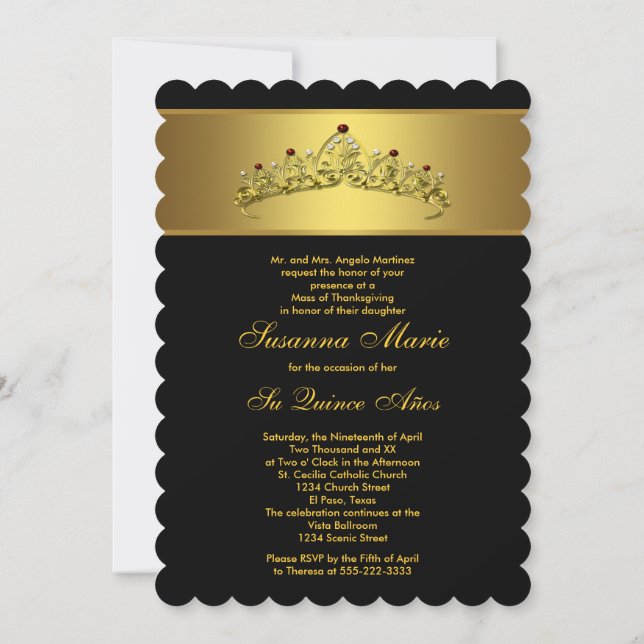 Invitation Quinze ans Black and Gold (Dos)