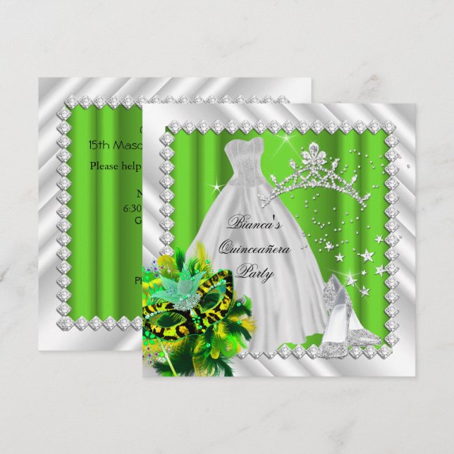 Invitation Quinze ans de la Lime Verte Masquerade Party (Devant / Derrière)