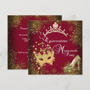 Invitation Quinze ans de Masquerade Quinceanera rouge/bourgog