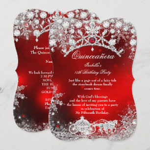 Invitation Quinze ans d'hiver merveilleux en argent rouge