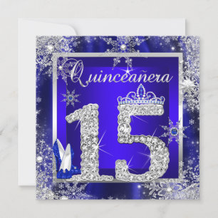 Invitation Quinze ans élégants Royal Blue pour Quinceanera Fê