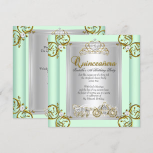 Invitation Quinze Ans Féeriques Anniversaire 15 Ans Vert Ment