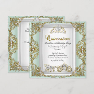 Invitation Quinze Ans Féeriques Anniversaire 15 Ans Vert Ment