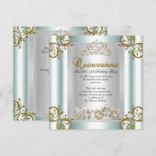 Invitation Quinze Ans Fête Contes de Fées Bleu Menthe