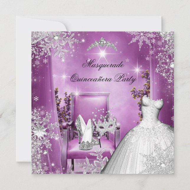 Invitation Quinze Ans Mascarade Princesse Magique Rose (Devant)