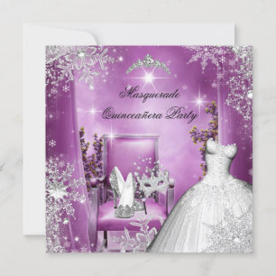 Invitation Quinze Ans Mascarade Princesse Magique Rose