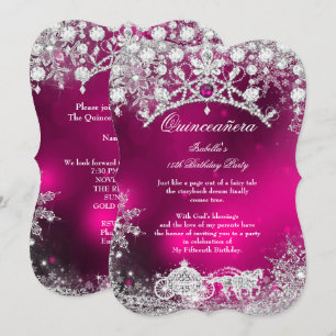 Invitation Quinze ans Rose argentée Wonderland d'hiver