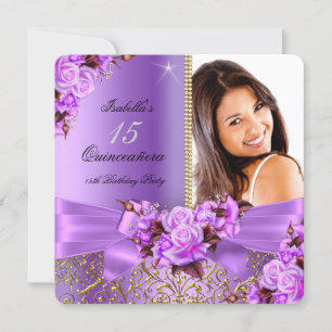 Invitation Quinze Ans Rose Gold Fuschia Violet Anniversaire 1