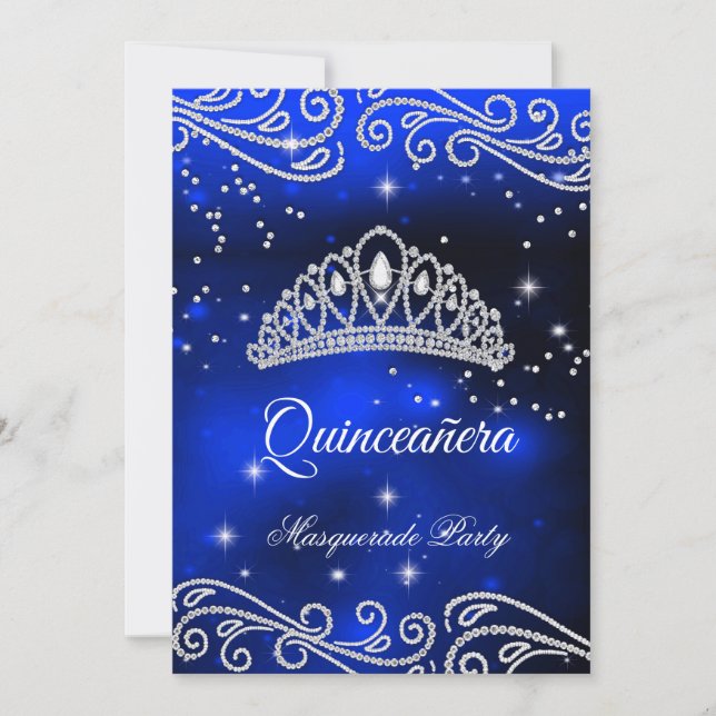 Invitation Quinze ans Royal Blue Quinceanera (Devant)