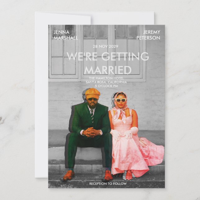 Invitation Quirky Cute Retro Movie Poster Photo Wedding (Devant)