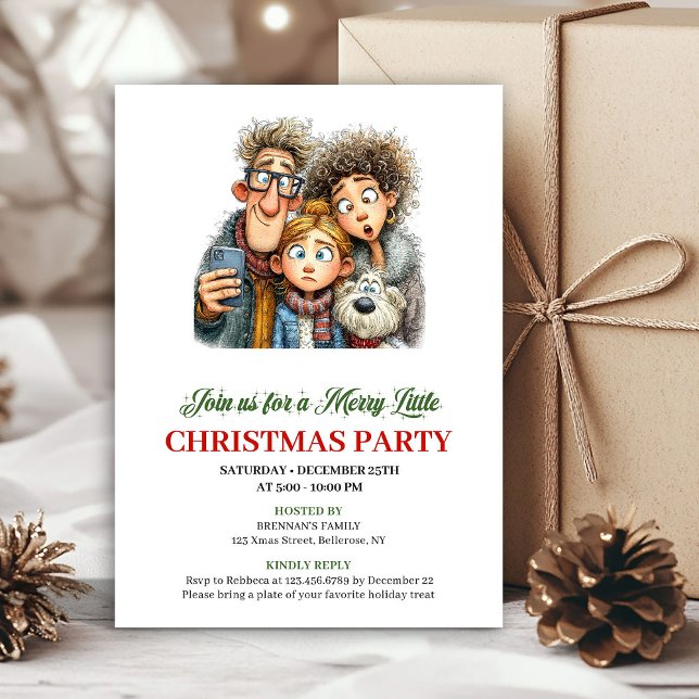 Invitation Quirky Family Festive Watercolor Christmas Card (Quirky Family Festive Watercolor Christmas Card)