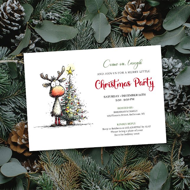 Invitation Quirky Reindeer Minimalist Holiday Party Invite (Quirky Reindeer Minimalist Holiday Party Invite)