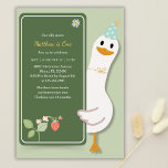 Invitation Quirky Silly Goose Kids 1ère fête d'anniversaire<br><div class="desc">Célébrez le premier anniversaire de votre petite fille avec un peu de plaisir et de rire! Notre Invitation Quirky Silly Goose 1st Birthday Party est parfaite pour une journée remplie de joie et de giggings. Doté d'une oie drôle dans un casquette d'anniversaire coloré, cet invitation est placé contre un arrière...</div>
