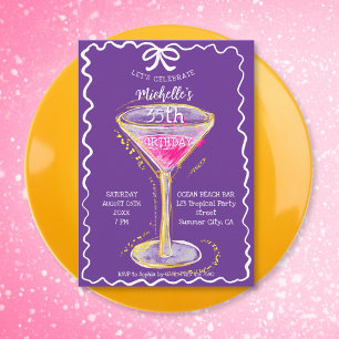 Invitation Quirky Whimsical Adult Cocktail Anniversaire