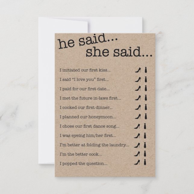 Invitation Quiz de la douche nuptiale (Devant)