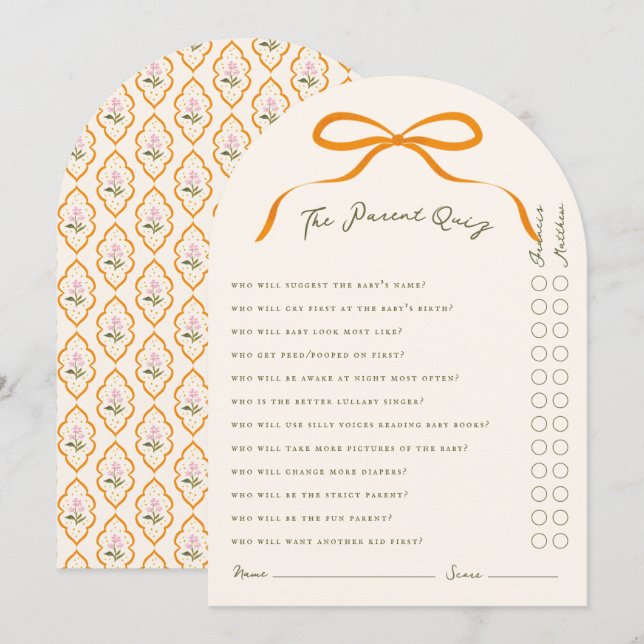 Invitation Quiz des parents Fleurs sauvages délicates Ruban o (Devant / Derrière)