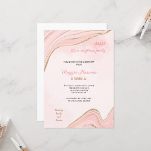 Invitation quoi c'est une surprise simple fête rose anniversa