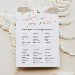 Invitation Quoi dans votre sac Baby shower Jeu Twinkle Star