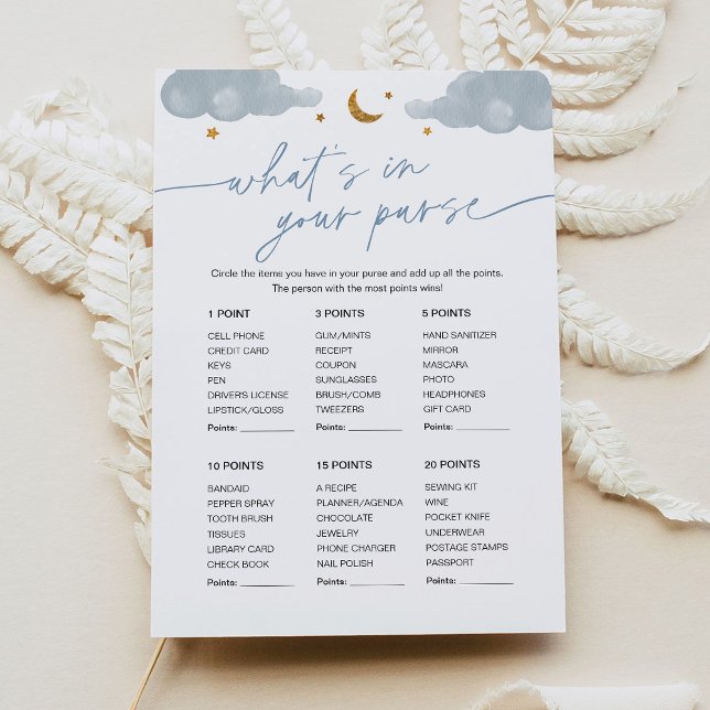 Invitation Quoi dans votre sac Baby shower Jeu Twinkle Star (Créateur téléchargé)