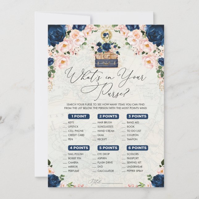Invitation Quoi de neuf dans votre sac Marine Travel Bridal G (Devant)