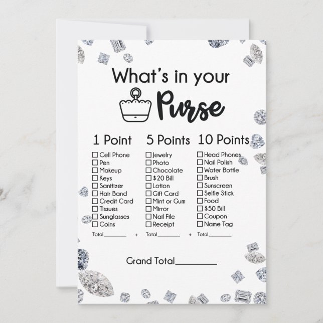 Invitation Qu'y a-t-il dans votre jeu de Fête des mariées à s (Devant)