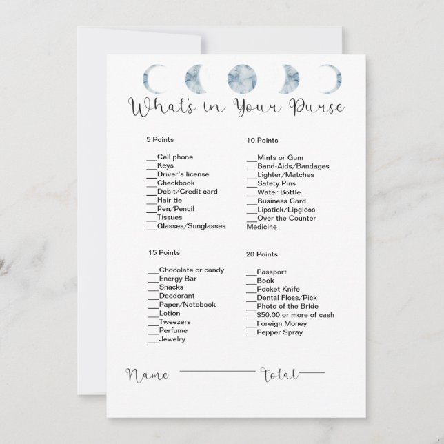 Invitation Qu'y a-t-il dans votre sac à main Fête des mariées (Devant)