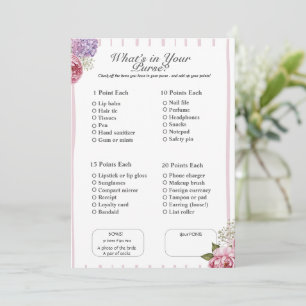 Invitation Qu'y a-t-il dans votre sac ? Jeu floral pour Showe