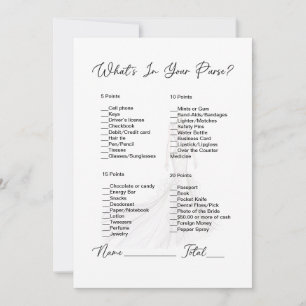 Invitation Qu'y a-t-il dans votre sac Mariage Fête des mariée