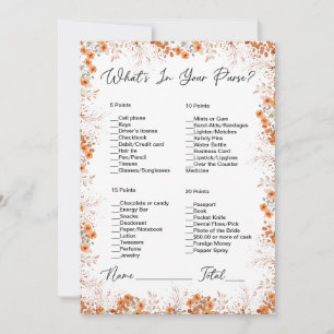 Invitation Qu'y a-t-il dans votre sac Orange Floral Fête des 