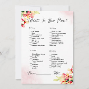 Invitation Qu'y a-t-il dans votre sac Rouge aux joues floral