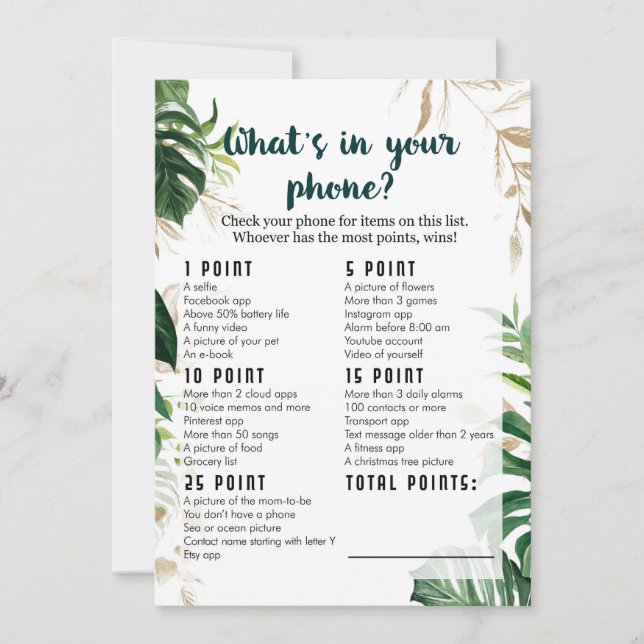 Invitation Qu'y a-t-il dans votre téléphone Safari Baby showe (Devant)