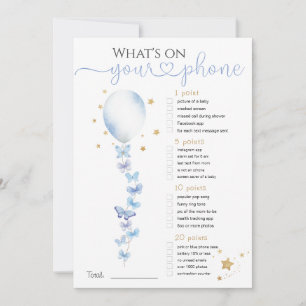 Invitation Qu'y a-t-il sur votre téléphone Baby shower bleu b